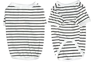 Shengxi Hundepullover, Gestreifte Hundeshirts für Kleine Hunde, Sommer Atmungsaktiv Gestreifte Welpe T-Shirt Weste Basic T-Shirt Dehnbar Haustier Kleidung für Chihuahua Französische Bulldogge (S)