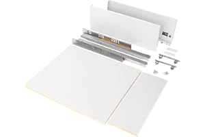 Emuca - Kit de cajón para cocina o baño con tableros incluidos y guias de extracción total con cierre suave, altura 93 mm para módulo 900 mm y profundidad 500 mm, Blanco