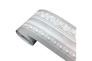 WDragon Decorazione da parete con motivo floreale per decorare la casa, ideale per la cucina o il bagno, 10,2 cm x 5 m, grigio