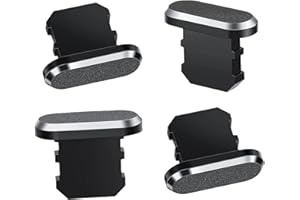 AONAT Staubstecker kompatibel mit iPhone 13/12/11/11 Pro Max/SE/XR/X/8 Plus/8/7, Staubstecker 4er Pack mit Tragetasche Silikonclip Staubsteckerschutz Ladeanschluss für iPad Air Mini Pro Schwarz