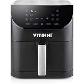 Vitinni 6L Air Fryer, Spacious Square Basket, Digital Air Fryer Oven with LED Interface, 10 Pre-sets, Large Airfryer for Fami