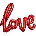 AKH® Love Letter Text Balloon | Foil 54x43 CM (21x17 Inches) with a Plastic Inflating Tube | Valentines Day Love Foil Balloon Decorations Love Banner