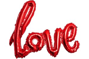 AKH® Love Letter Text Balloon | Foil 54x43 CM (21x17 Inches) with a Plastic Inflating Tube | Valentines Day Love Foil Balloon Decorations Love Banner