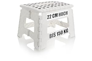COM-FOUR® Marche Pliante avec Picots en Caoutchouc - escabeau Pliable - Aide à l'escalade Portable - Tabouret Pliant antidérapant - capacité de Charge jusqu'à 150 kg (31x22x22cm Blanc - 01 pièce)