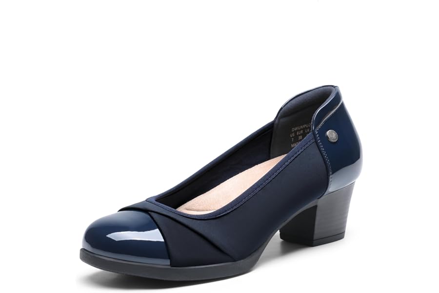 DREAM PAIRS Women's Comfort Block Heel Shoes Classic Elegant Pumps with Cushioned Insole