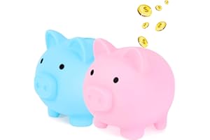 CCCYMM 2 Pcs Cute Pig Money Bank Adults Piggy Bank Pig Money Box Coin Bank Plastic Saving Coin Box for Boys Girls Kids (Medium)