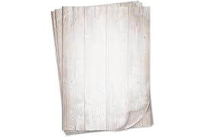 YOUNIKAT Juego de papelería con diseño de madera | 50 hojas de 90 g/m² tamaño DIN A4 | Papel de escritura elegante y versátil en tonos marrón, beige y natural | para cumpleaños diplomas menús | dv210