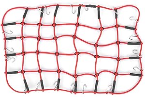 DILWE Elastic Luggage Universal Luggage Net Storage Net Roof Rack Net Stretchable Simulation Accessories for 1/8 1/10 RC Crawlers (Red)