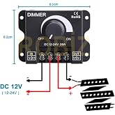 12V 24V 30A Led S&uuml;r&uuml;c&uuml; Dimmer 360W 720W Led S&uuml;r&uuml;c&uuml; Voltaj Ayarlı Ampul Şerit Işık Parlaklık Kontrol