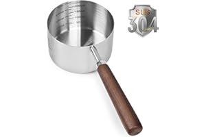 ZEPHYRHOME Cuillère doseuse pour animaux de compagnie en acier inoxydable, cuillère doseuse avec manche en bois,mesure précise (250 ml),idéale pour la nourriture pour chiens et chats,durable et facile à nettoyer