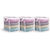 3 Adet Mini Şeffaf Hur&ccedil; Havlu Giysi I&ccedil; &Ccedil;amaşırı D&uuml;zenleyici Saklama &Ccedil;antası 25x25cm