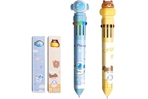 MLLTECH 10 in 1 Penna a sfera retrattile-2 pezzi penne multicolore Penna creativa carina per cartoni animati, penna a sfera retrattile per l'ufficio, forniture scolastiche, studenti, regali per bambini