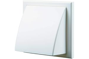 FANTRONIX White Cowled Vent Cover – 155mm Square Frame with 100mm (4 inch) Circular Spigot with Non-Return Valve