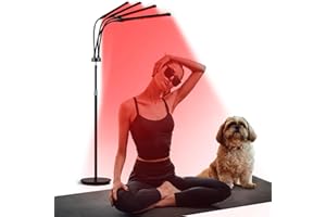 Hottoerak Lampara Infrarrojos Fisioterapia de Pie, 180 LEDs Lampara Infrarrojos, 660nm & 850nm & 940nm Luz Infrarroja Con Altura Ajustable, Cuello de Cisne Ajustable, Para Uso en el Hogar/Oficina