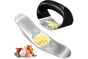 Qixuer Spremiaglio, Pressa Aglio 2 Pezzi Garlic Press 1 Spremiaglio Con Manico In Plastica e 1 Spremiaglio a Forma Di Barca Spremiaglio In Acciaio Inossidabile Aglio Pressa Manuale Per Cucina