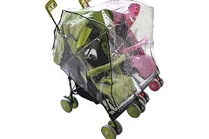 OHMILL Universal Rain Cover Transparent PVC Twins Baby Stroller Rain Cover for Pushchair Stroller Buggy Double Pram Cover Against Rain Wind Snow Baby Travel Weather Shield Safe Haven Flexible Raincover