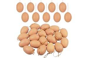 LARBER 20 Piezas Huevos de Pascua Hueco Huevos de plástico Huevos Falsos Huecos con Huevos artesanales de Cuerda para Pintar Pascua Adorno para Adornos Huevos de Pascua de plástico para artesanías, Rojo