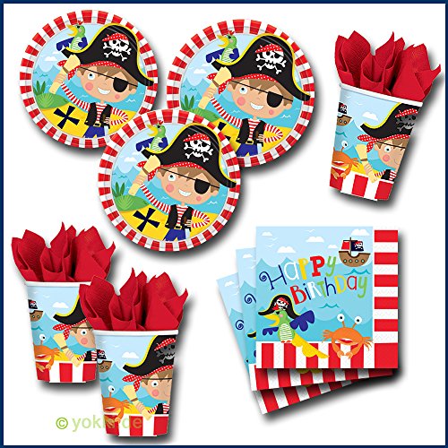 Kleine Piraten - Party Paket Kindergeburtstag Teller, Becher, Servietten
