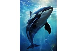 DIUJHUUY 5D Diamond Drawing Kits with Full Drill, Diamond Art,Crystal Rhinestone Embroidery Art Pictures,DIY Craft Supplies for Adults and Children's Family Gathering Gifts - Killer Whales