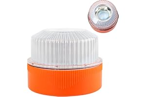 GENERIC Luz De Emergencia V16 Homologada - Luz De Advertencia Estroboscópica LED Ámbar | Linterna De Avería Para Coche Con Base Magnética | Señal De Seguridad En Carretera Con Batería De 9 Modos