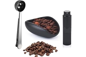 QUXUP Tazza dosatrice a forma di chicchi di caffè, pala da caffè con clip, set di bottiglie spray, accessori da caffè per bar da caffè, nero