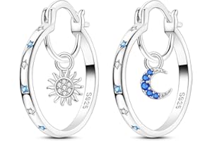 Parmuz 925 Sterling Silver Hoop Earring Simple Colorful Cubic Zirconia U-Shaped Star Moon Butterfly Small Huggie Earrings Jewelry Set for Women