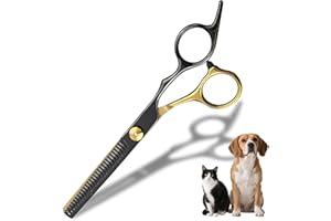 AFHGDJR 1 Stk Effilierschere Hund,Hunde Schere,Effilierschere,AusdüNnschere,Schere Hundehaare Schneiden,Fellschere Hunde,Hundescheren Set,Gebogene Schere FüR Hunde