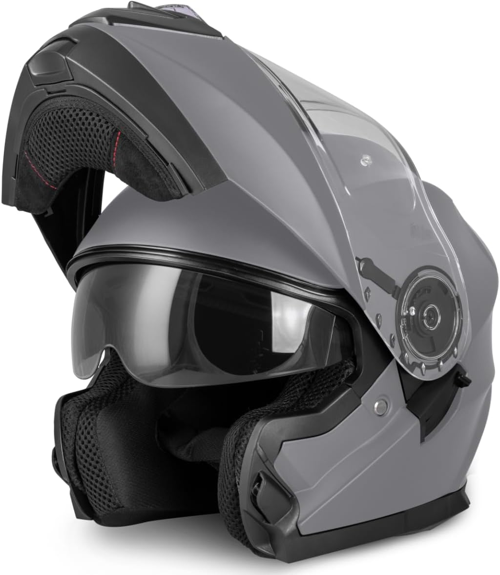 VINZ Busan Casco Modular con Visera Solar | Casco Moto & Scooter & Ciclomotor | ECE 22.06 Homologado | En Tamaño XS - XXL | para Hombre y Mujer