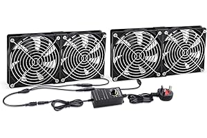 GDSTIME 4 x 120mm Fan DC 220V Computer Fan with AC 220V Powered 4V-12V Adjustable Speed Control For Laptop Cabinet Workstation Server Ventilation Exhaust replacement