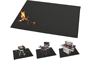 GETALONG Esterilla para barbacoa al aire libre, 150 x 102 cm, impermeable, resistente al aceite, base ignífuga, doble cara, reutilizable, cuadrada, color negro