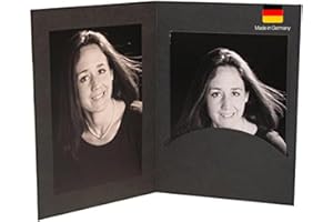 DAIBER GMBH CS Webkontor 10 Stk. Portraitmappe 13x18 cm mit Passepartout schwarz - Platz für 2 Bilder. Fotomappe, aufklappbare Mappe, Bilderrahmen aus Pappe - Ideal für besondere Bilder (Geburt, Hochzeit, etc.)