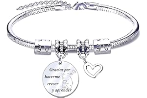 JRZDFXS Regalo de Profesora Pulsera de Mujer Regalo Maestro Pulseras Maestro Gracias Maestro por el Regalo Grabado Pulsera Graduación Regalos Cumpleaños Regalo del dia del Maestro