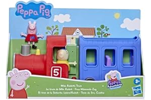 Peppa Pig - Il Treno della Signorina Coniglio, Giocattolo per età Prescolare Staccabile, 2 Action Figure, Ruote Che Girano, dai 3 Anni in su, Multicolore