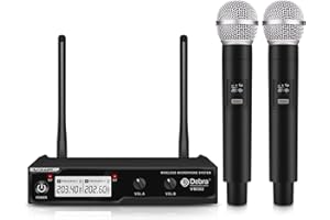 D Debra Audio VM302 Système de Microphone sans Fil avec Deux micros à Main avec Interface XLR, portée de 80 mètres, pour Le karaoké à Domicile, Le Mariage, Les conférences et Les Discours