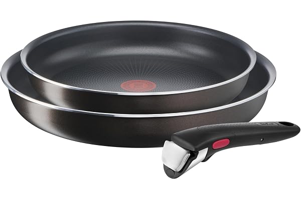 Tefal Ingenio Lot de 2 poêles 24/28 cm, Poignée amovible, Non induction, Revêtement antiadhésif, Empilable, Compatible lave-vaisselle, Easy Plus L1509202
