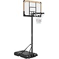 SPORTNOW Height Adjustable Basketball Hoop and Stand, Freestanding Basketball Stand, Net, System with Wheels, Enlarged Base, P Backboard for teenager, 1.82-2.13(m) - Black