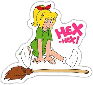 Spreadshirt Bibi Blocksberg Hex-Hex Flieg Los Kartoffelbrei Sticker, One Size, Mattweiß