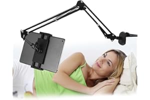 HEUCHAEY Soporte Tablet Cama,Soporte iPad Cama 360 ° Giratorio,soporte ipad Pro 12.9 Aire Mini,Switch,soporte para tableta,tableta de mesa más grueso soporte longitud brazo,longitud soporte ajustable.