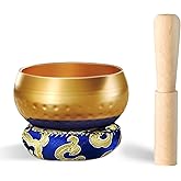 REGIS Tibetische Klangschalen-Set, Achtsamkeit und Stressabbau, Zen-Dekor, Schale handgefertigt in Nepal für Heilung und Acht