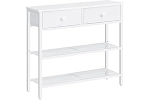 HOOBRO EWW72XG01G1 stolik konsolowy z 2 szufladami z włókniny, stolik do przedpokoju ze schowkiem, wąski stolik do małych pomieszczeń, salon, biały