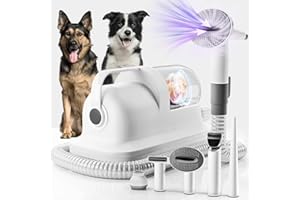 Blanlody Zestaw do pielęgnacji psów z odkurzaczem i maszynką do strzyżenia, 16000 Pa, 99% sierści, 6 narzędzi do wypadania