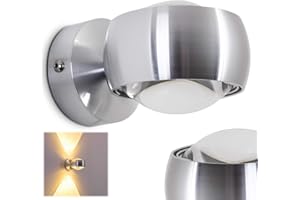 HOFSTEIN Applique murale Sapri semi-circulaire en métal avec effet lumineux sur le mur en argent, lampe de salon moderne semi-circulaire avec lentilles en verre, ampoule(s) non incluse(s)