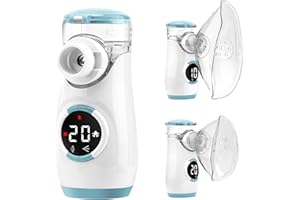 HITHINKMED Aerosol Portatile Silenzioso, USB-C Ricaricabile Aerosol con Programma di Nebulizzazione a Conto alla Rovescia e Funzione di Pulizia Automatica, Adatto per Adulti e Bambini