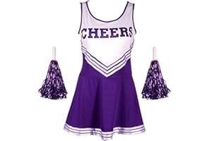 Ovender Vestito Cheerleader Costume Pom poms Fancy Dress Carnevale Natale Halloween Donna Adulto Cosplay Festa Party Ballo