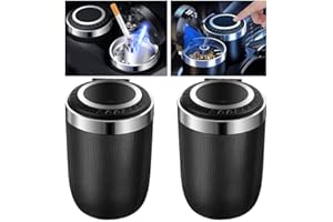 Fivtsme Auto Aschenbecher mit Deckel, 2 Stück Auto Aschenbecher Mit Licht, Auto Aschenbecher, Tragbare Aschenbecher für Auto, Autoaschenbecher für Auto, Haus, Büro, Winddicht Outdoor Reisen, Camping