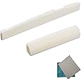 Irich True Bone Bridge Saddle and Nut with 2Pcs Sand Paper, Set of 6 String Guitar Saddle and Nut, Replacement Parts for Acoustic and Folk Guitar