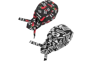 WeddHuis 2 Piezas Gorro de Cocina Unisex Ajustable, Bandana Transpirable para Cocina, Restaurante, BBQ y Disfraz de Fiesta
