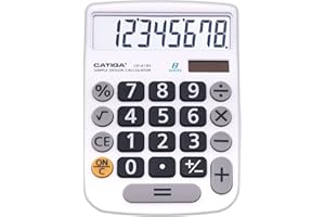 CATIGA calcolatrice di base: cd-8185 di office e home style calculator - 8 cifre - istruzione - adatto per la scuola e destop-uso (bianca)