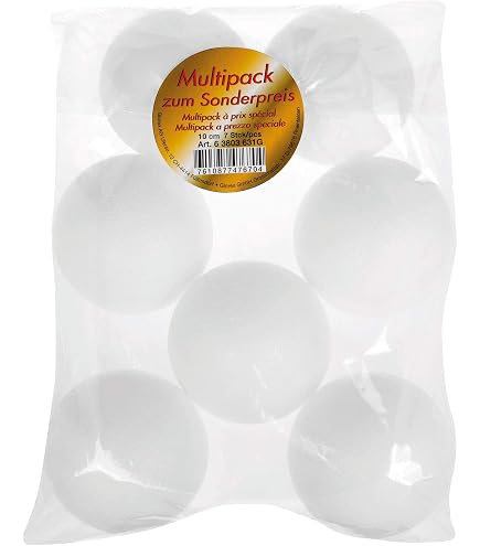 Lot De 10 Boules En Mousse Polystyrène 9 Cm – Blanc – Pour Déco, Bricolage, Noël