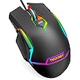 TECKNET Gaming Mouse, 16000 DPI Adjustable Wired Gaming Mouse, 9 Programmable buttons Optical Computer Mouse, LED Backlit RGB Mouse, Fire Button, Ergonomic Laptop Gaming Mice for PC